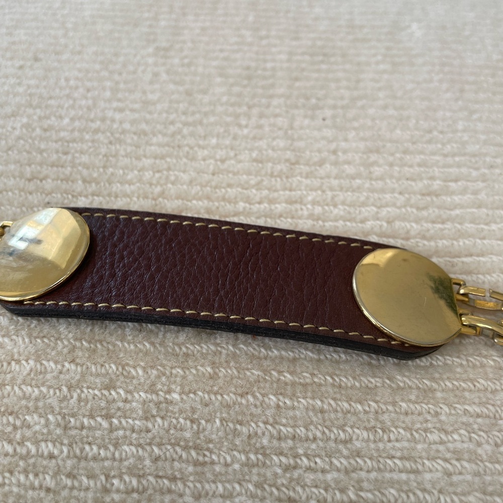 Women's Brown Leather Belt with Gold-Tone Accents - Picture 7 of 12